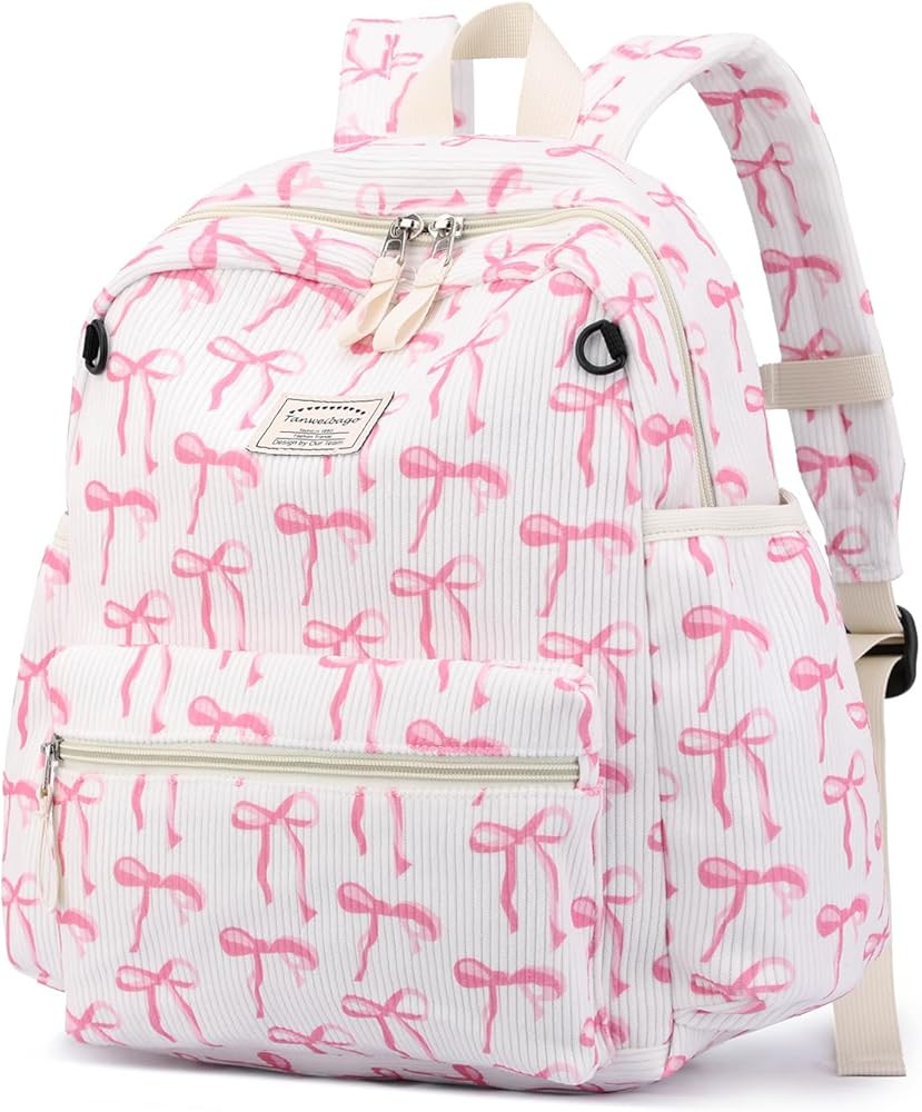 Corduroy Kids Backpack for Boys Girls Backpacks for Primary Elementary Kindergarten (Bows Pink, S... | Amazon (US)
