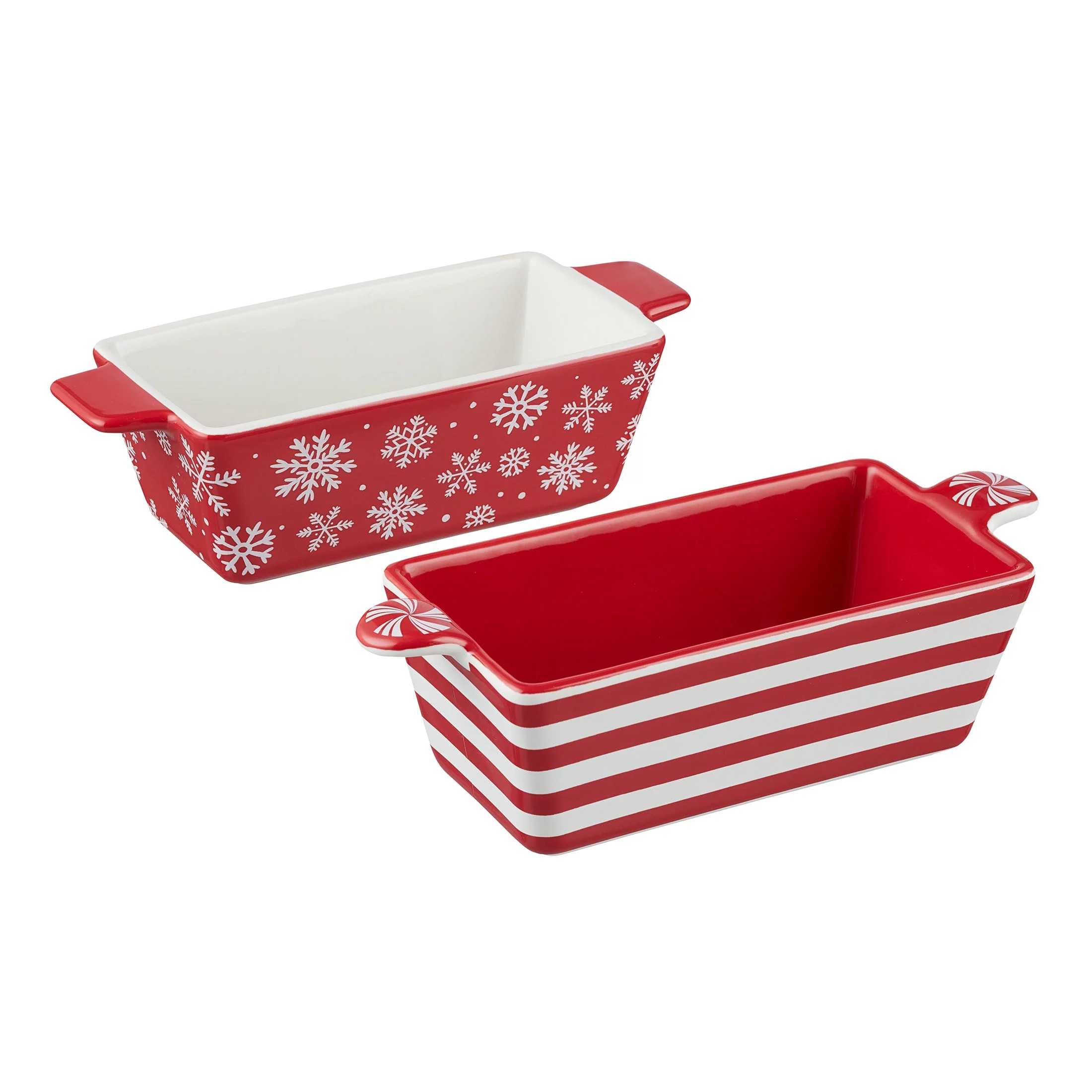 Holiday Time 8" x 3.5" Gingerbread & Snowflakes Glazed Stoneware Bake & Serve Mini Loaf Pans 2 Pa... | Walmart (US)