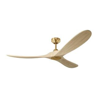 Maverick 60 in. Smart Indoor/Outdoor Burnished Brass Ceiling Fan with Washed White Oak Blades and Remote Included | The Home Depot