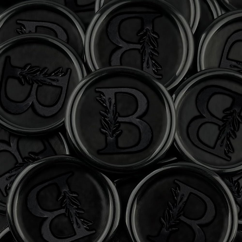 25Pcs Black Wax Seal Stickers Handmade Vintage Botanical Leaves Adhesive Letter Wax Stickers for ... | Amazon (US)