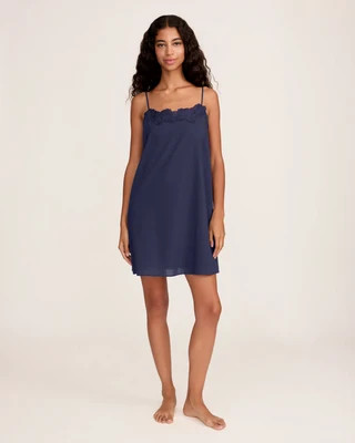 Women's Voile Fleur Slip in Navy M | Petite Plume