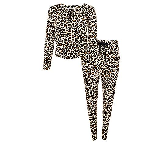 Posh Peanut Lana Leopard Women's Long Sleeve &Jogger Pajama - QVC.com | QVC