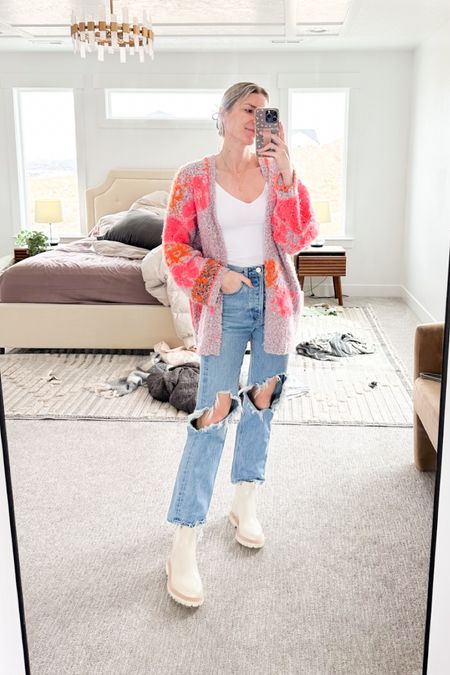 Free people cardigan is forever a favorite, Agolde jeans are a splurge but I’ve for sure gotten my moneys worth at this point (go down 2 sizes), waterproof Chelsea boots that look new after 2 years of wear and I found these long crop tanks on amazon that I’ll be wearing all spring and summer!

#LTKfindsunder100 #LTKSeasonal #LTKstyletip