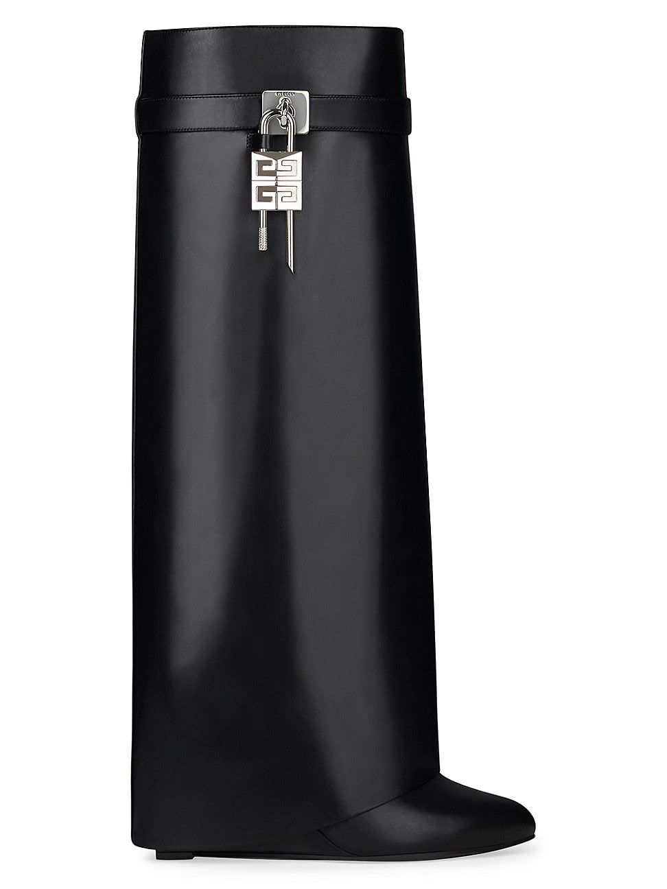Women's Shark Lock Boots Wide Fit in Leather - Black - Size 8 | Saks Fifth Avenue