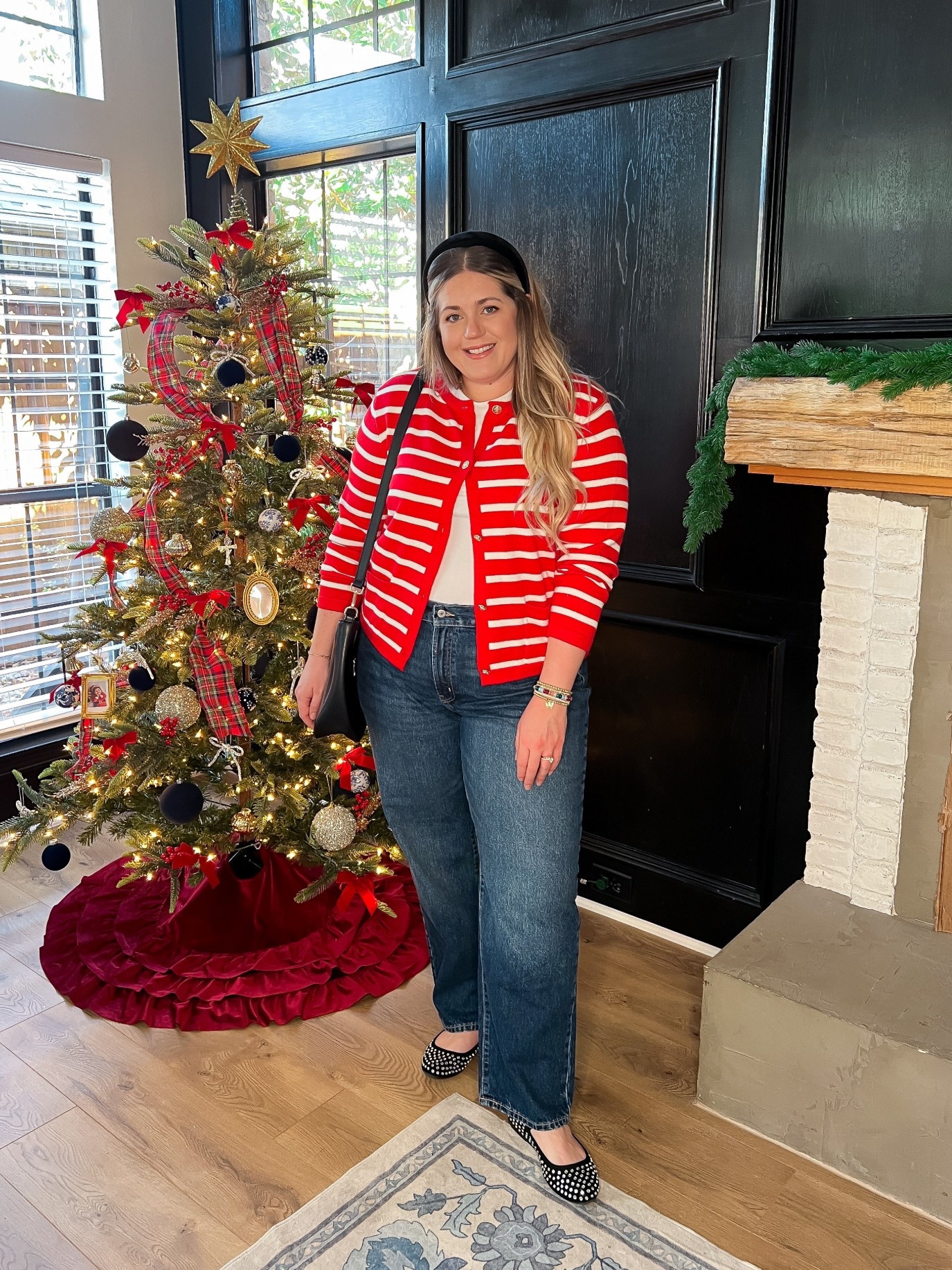 Loose jeans are 50% off right now! I love that they’re a good stiff denim (no stretch), but you do have to size up 1 or 2 sizes! 
✨ Casual holiday style that still feels festive ✨ It’s the perfect cozy, comfy outfit for Christmas shopping, cookie baking, or decorating the tree 🎄❤️

holiday outfit ideas, casual christmas outfit, affordable holiday fashion, red striped cardigan, Black Friday fashion deals, under $25 cardigan, $20 jeans, midsize fashion inspiration, comfy festive outfit, winter wardrobe basics, easy holiday style, classic christmas look, everyday holiday outfit, Ralph Lauren Christmas

#LTKMidsize #LTKHoliday #LTKootd