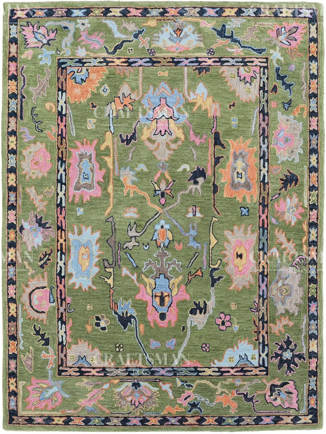 Traditional Green Ornamental Oushak Area Rug – Multicolor Floral & Geometric Pattern, Durable Woven Carpet for Living Room, Bedroom & Home Décor 2.6X10, LE-113 | Amazon (US)