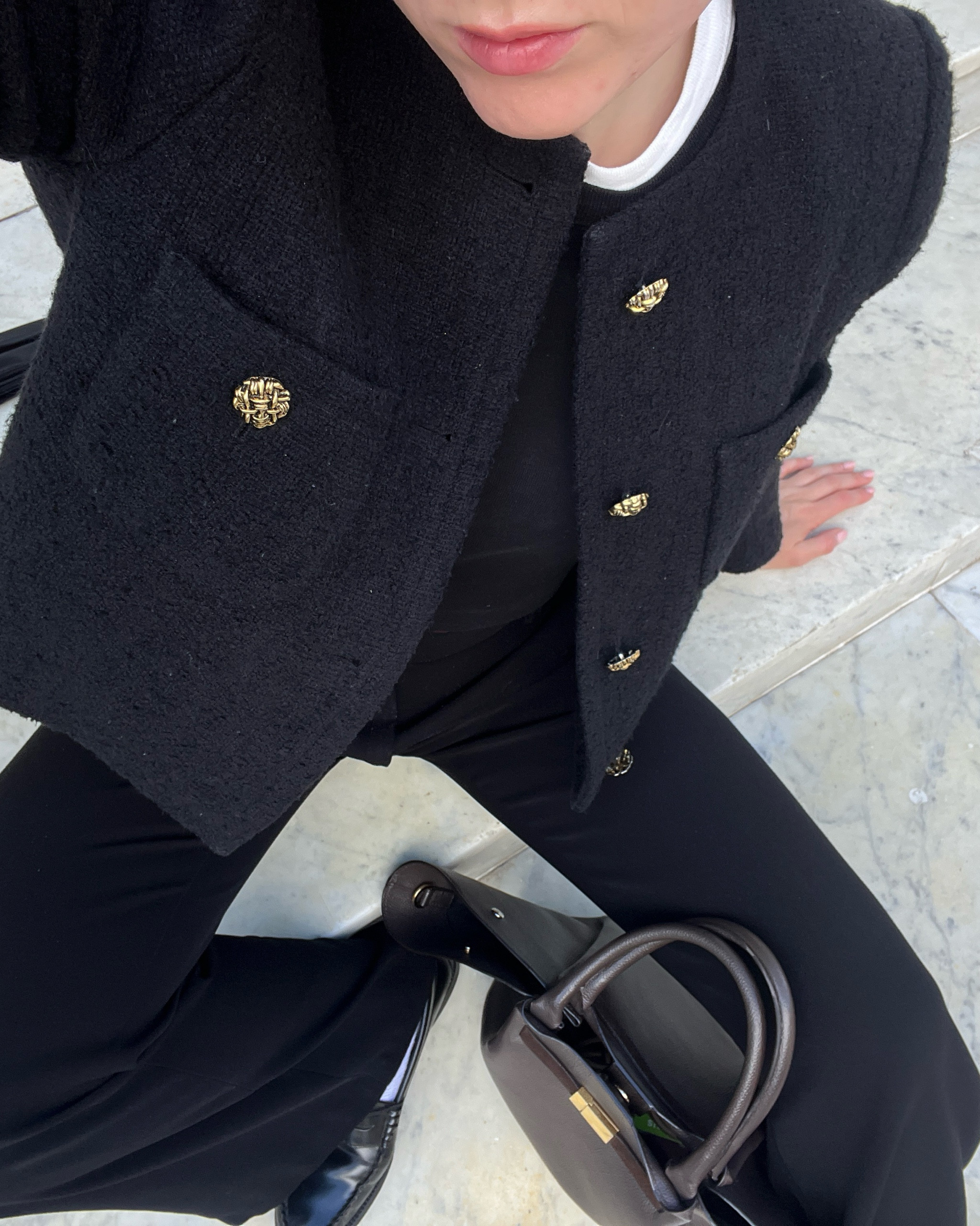 Wardrobe staples for the changeable summer weather include: my classic Meredith tweed jacket from BA&SH Paris, basic cotton t-shirts in black or white and a good pair of well tailored suit trousers in black. My bag is DeMellier and belt is Ralph Lauren Collection

#LTKeurope #LTKuk #LTKluxury