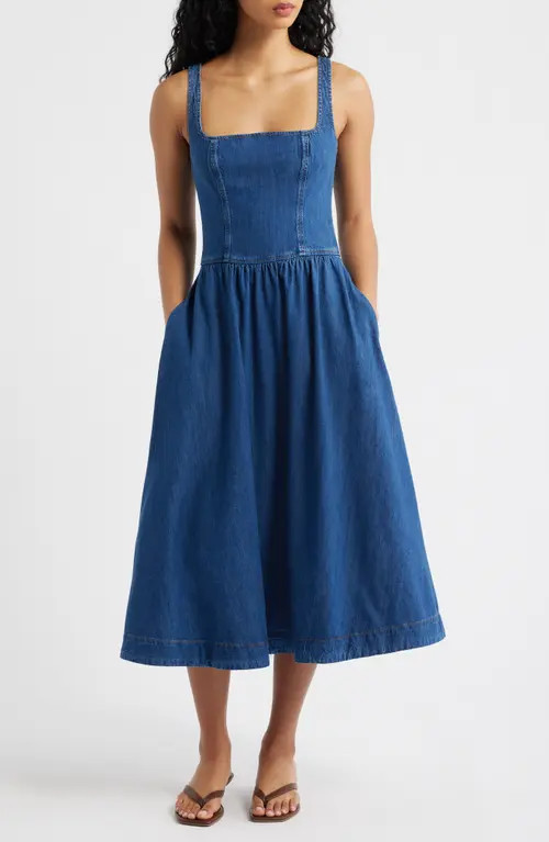Reformation Janu Denim Midi Dress in Morant at Nordstrom, Size 8 | Nordstrom