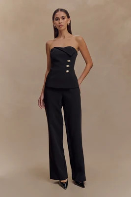 Lindie Straight Leg Suiting Pants - Black | MESHKI US