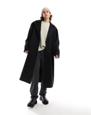ASOS DESIGN oversized wool mix coat in black | ASOS (Global)