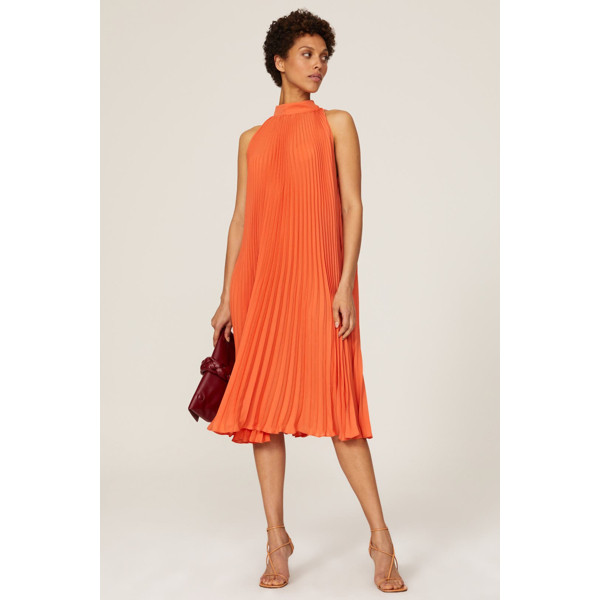 Tome Collective Orange Pleated Dress orange | Rent the Runway