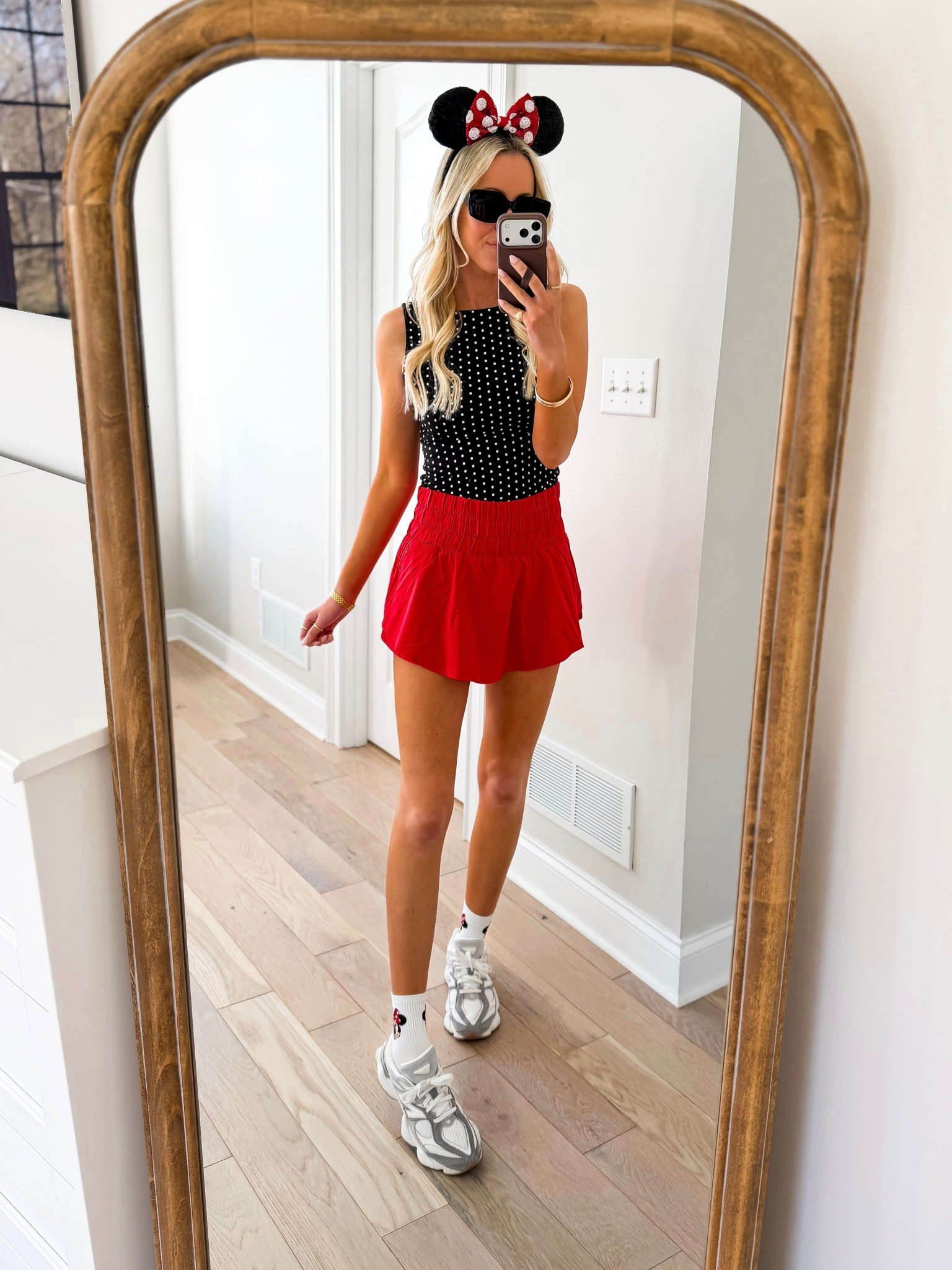 Disney park outfit idea! All Amazon! This tank is padded and this skort has built-in shorts. Love the polka dots! This top has a low back too! This Disney outfit could of course be worn for more than just a trip to Disney! Perfect for everyday wear, travel, exercising, and more! 

#LTKActive #LTKootd #LTKTravel