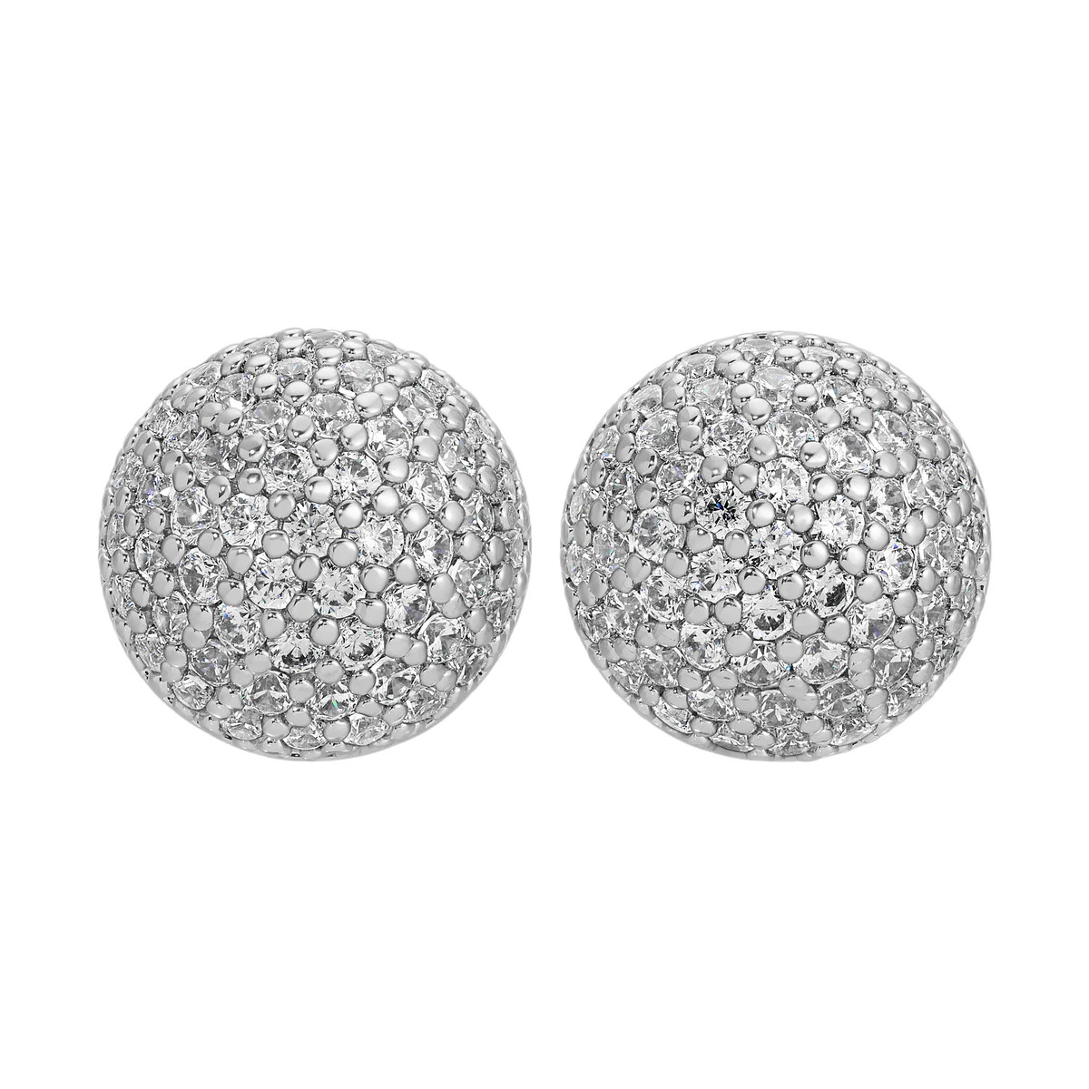 Sphere Earrings - Silver Pave Medium | Erin Fader Jewelry Design