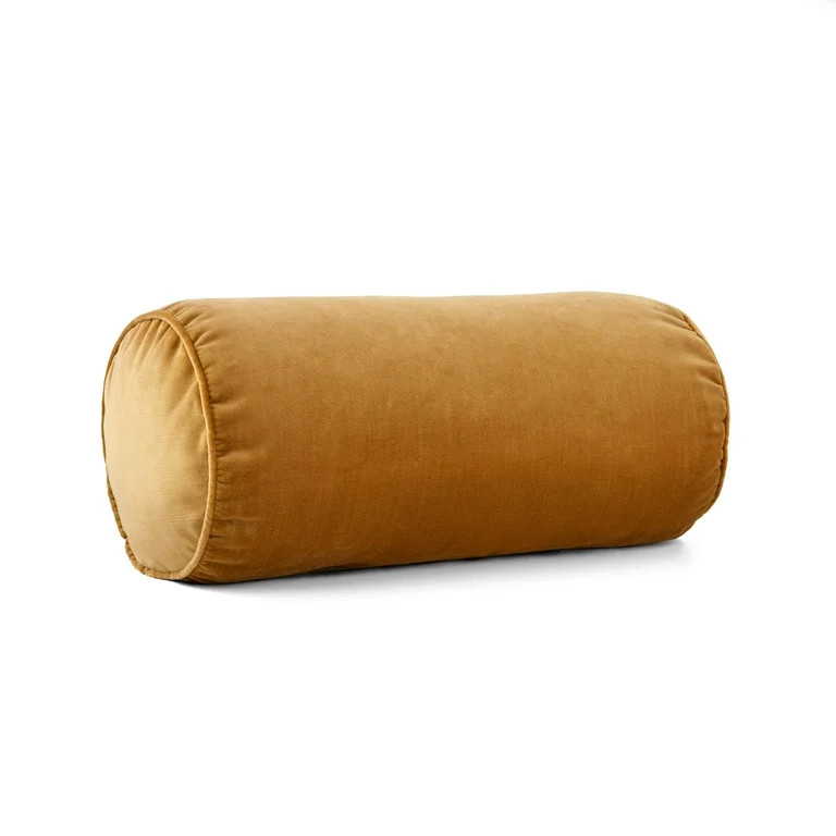 Mainstays 8" x 18" Brown Velvet Bolster Polyester Decorative Pillow | Walmart (US)