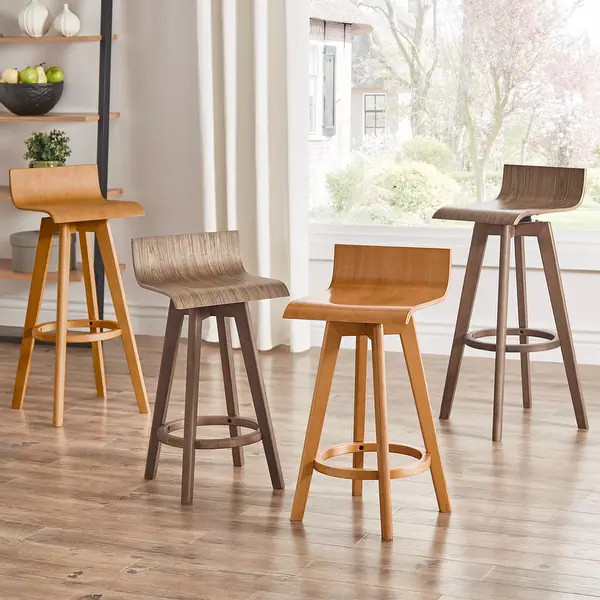 Ellery Mid-Century Modern Swivel Wood Stool (Set of 2) iNSPIRE Q Modern | Bed Bath & Beyond