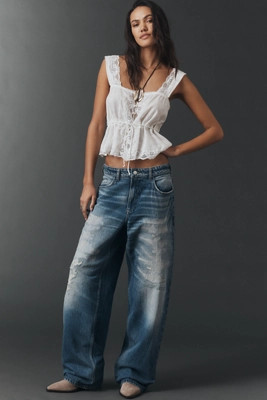 Pilcro Sloane Low-Rise Relaxed Slouchy Distressed Jeans | Anthropologie (US)