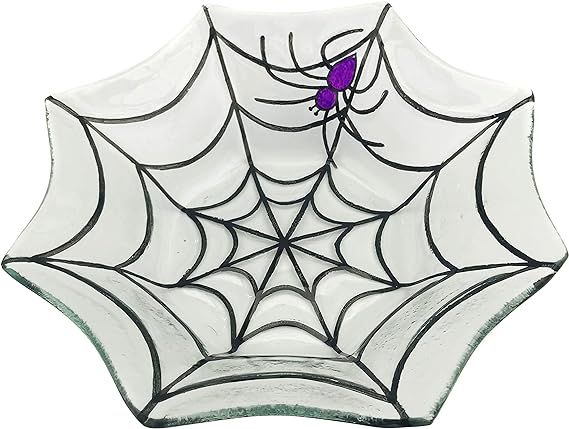 VGEUNA Glass Halloween Decorative Candy Bowl, Candy Dish, Spider Web Design full of Halloween Atm... | Amazon (US)