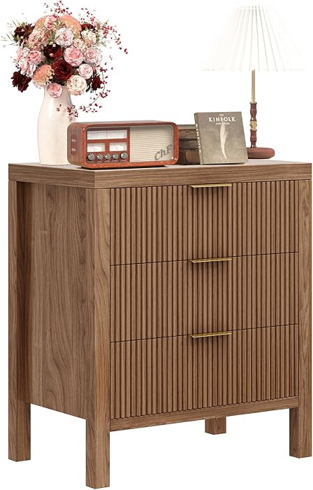 Nightstand with 3 Drawers, Dresser and Nightstand Sets, Bedside Tables, Mid Century Nightstands w... | Amazon (US)