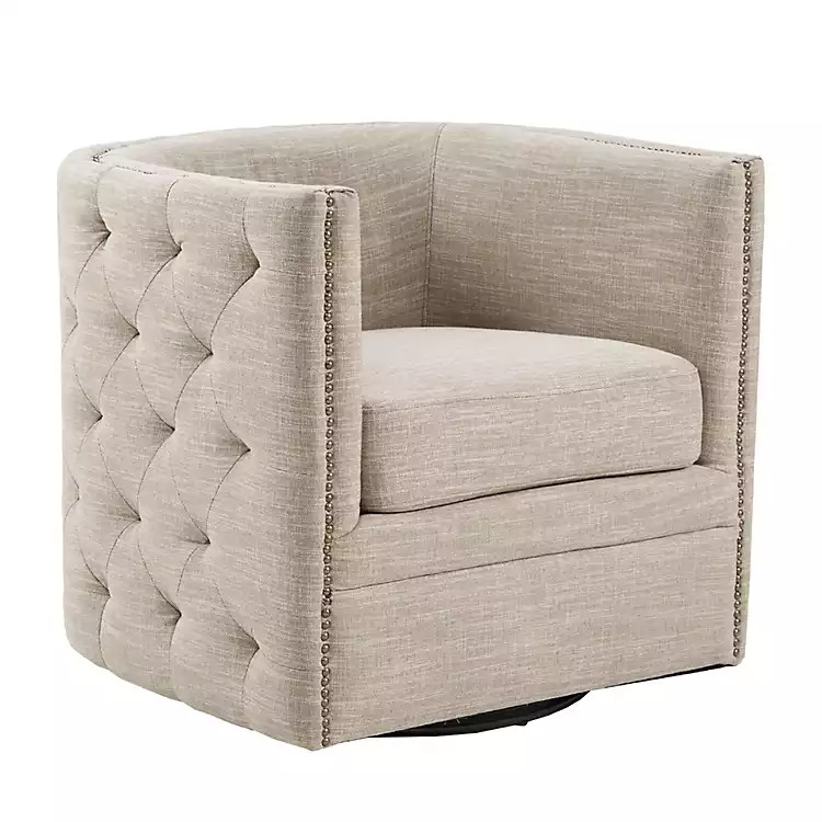 Wilson Tufted Cream Swivel Accent Chair | Kirkland's Home