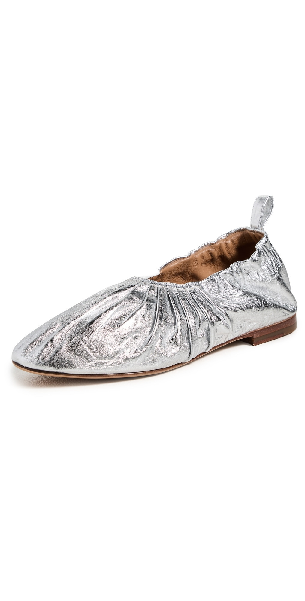 Mansur Gavriel Ruched Ballerina Flats Silver 35 | Shopbop