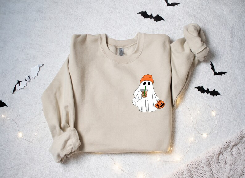 Little Ghost Ice Coffee Shirt, Ghost Sweatshirt, Halloween Tee, Cute Ghost Shirt, Little Ghost Ic... | Etsy (US)