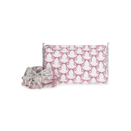 No Boundaries Women's Quilted Pouch and Hair Scrunchie Set, 2-Piece, Balck Ditsy/Floral | Walmart (US)