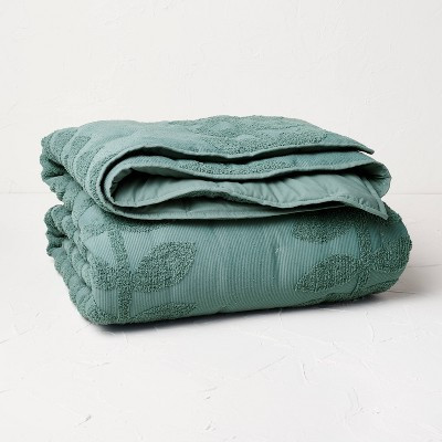 King Vintage Chenille Sunset & Vine Quilt Light Teal - Opalhouse™ designed with Jungalow™ | Target