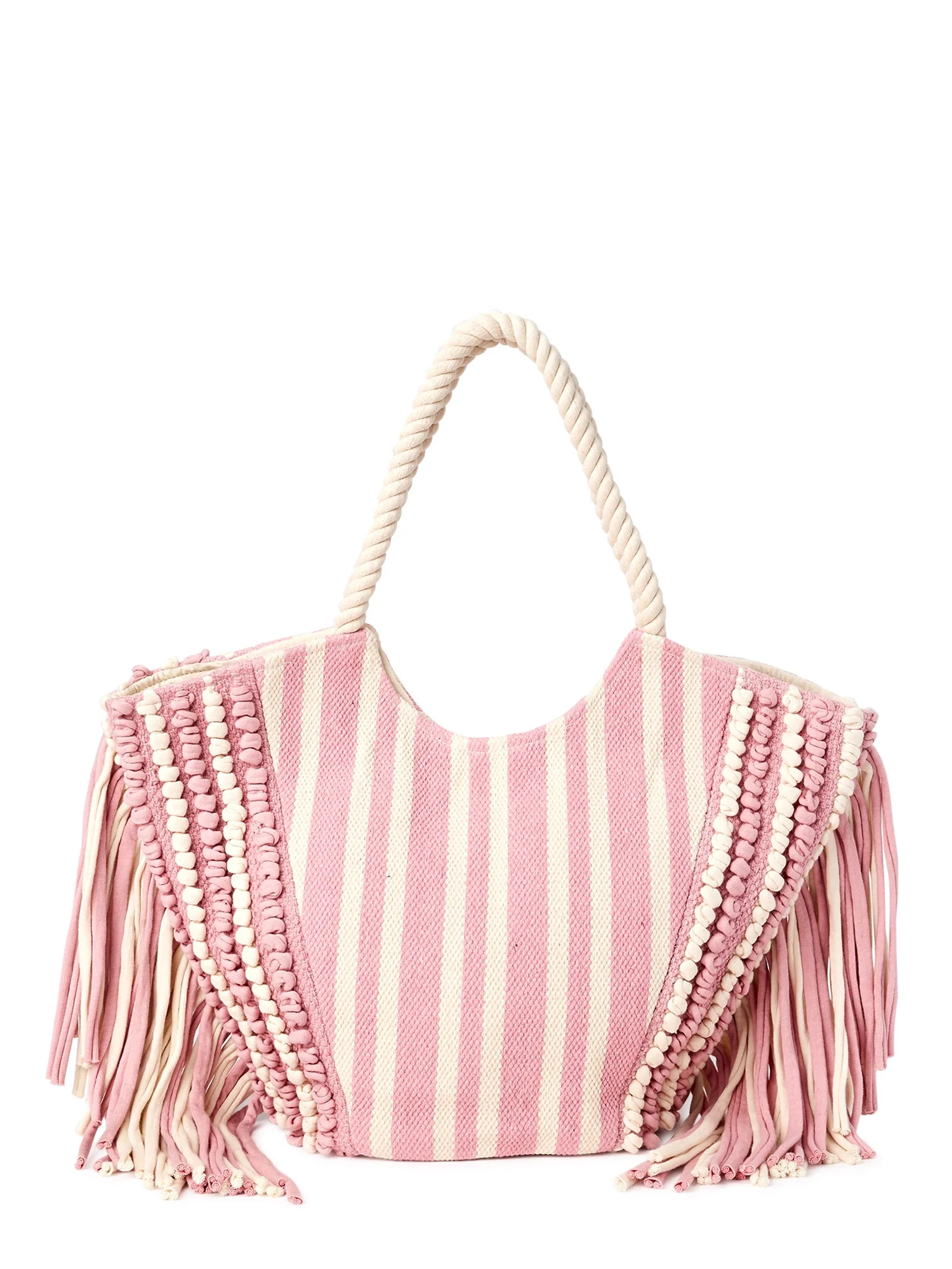 Time and Tru Fringe Woven Tote | Walmart (US)