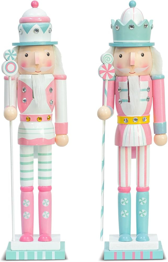 KI Store Nutcracker Pink 15-Inch Set of 2 Wooden Nutcracker Soldier Figurine Display Set for Kids... | Amazon (CA)