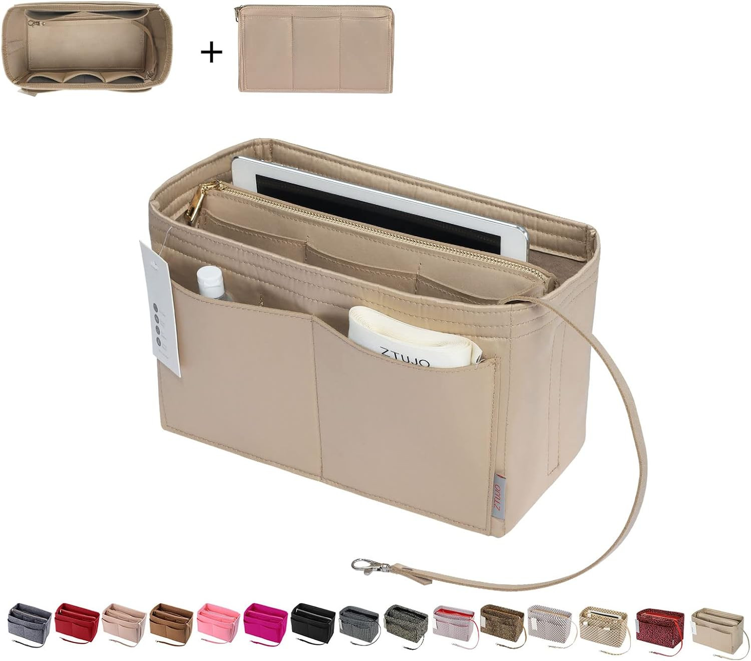Purse Organizer Insert, Felt Bag organizer with zipper, Handbag & Tote Shaper, For Speedy Neverfu... | Amazon (US)
