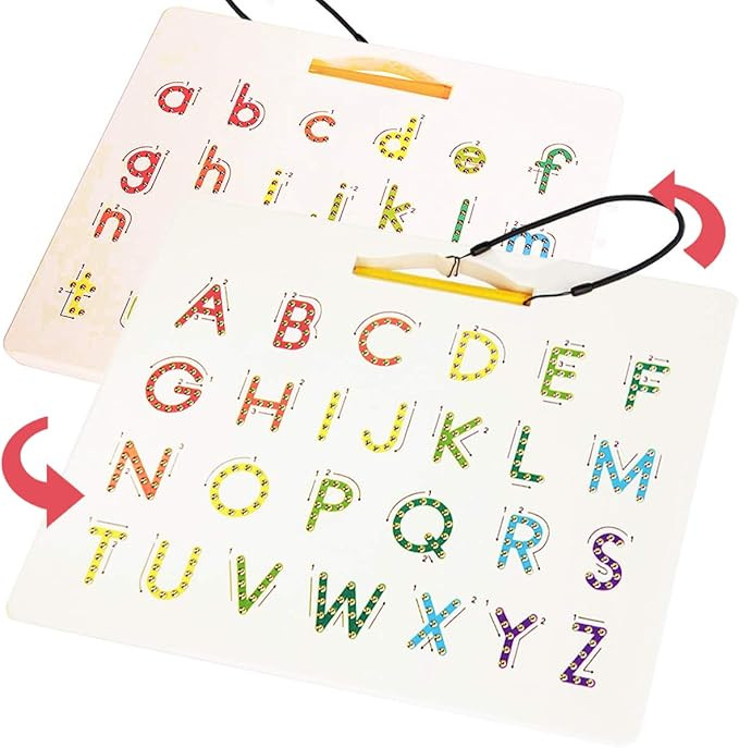 CozyBomB™ Double Sided Magnetic Letter Board - 2 in 1 Alphabet Magnets Tracing Board for Toddle... | Amazon (US)