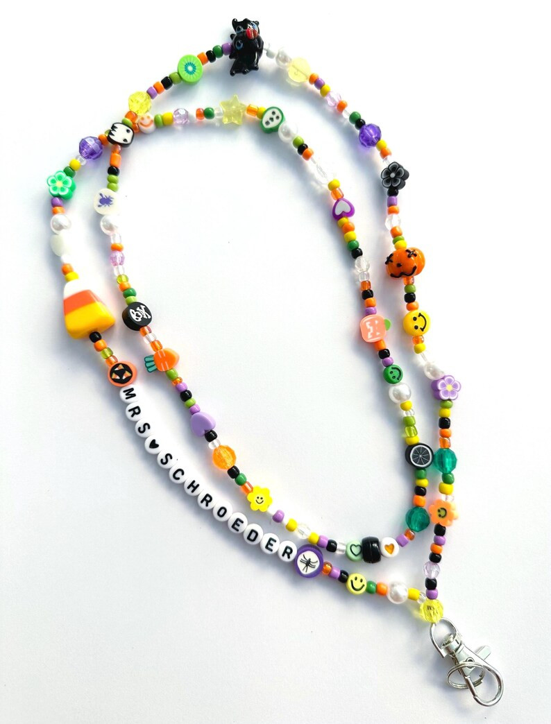 Halloween Lanyard, Customizable Badge Holder, Teacher Badge, Nurse Badge, Gifts for Nurse, Beaded... | Etsy (US)