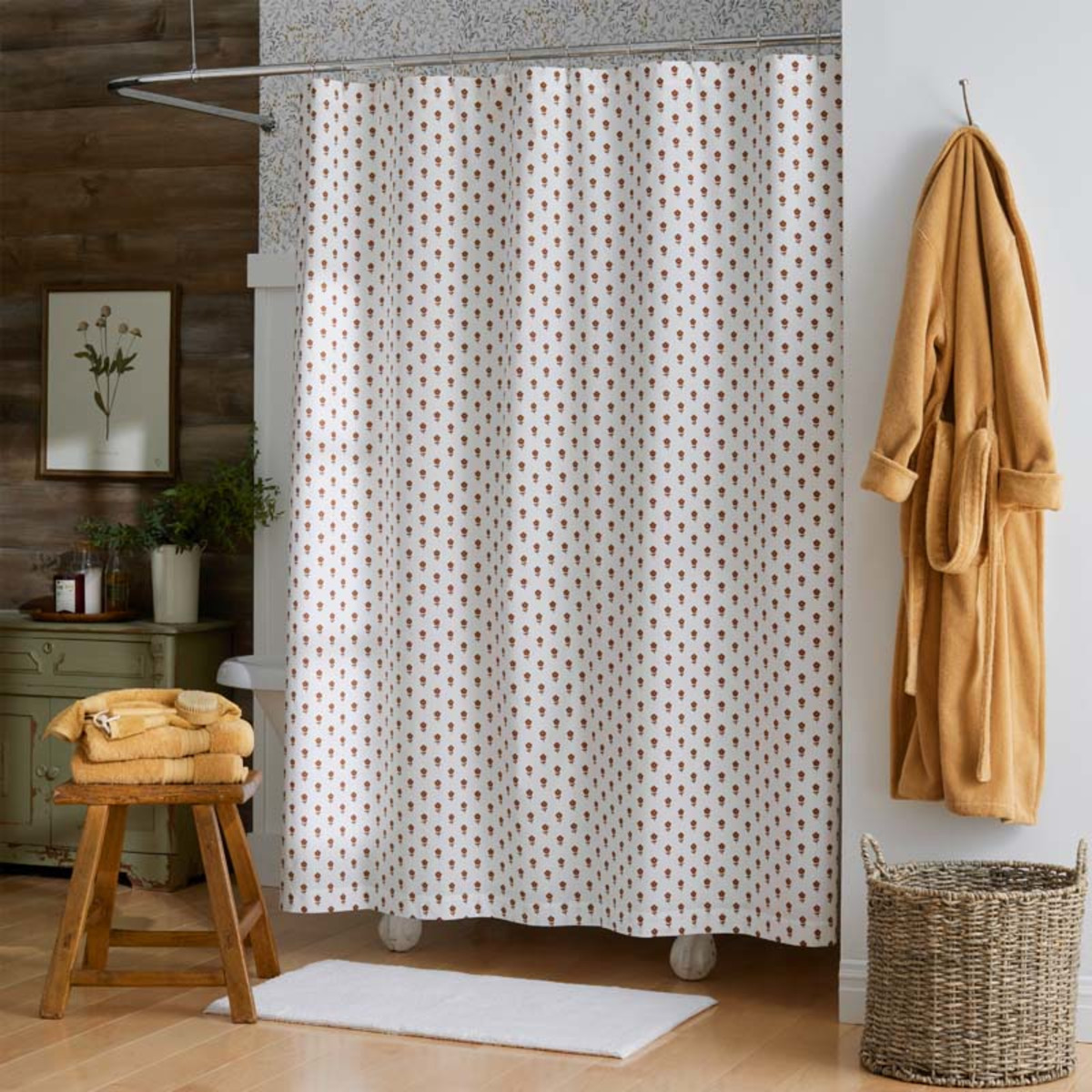 Mini-Prints Garment Washed Cotton Percale Shower Curtain - Flowers | The Company Store