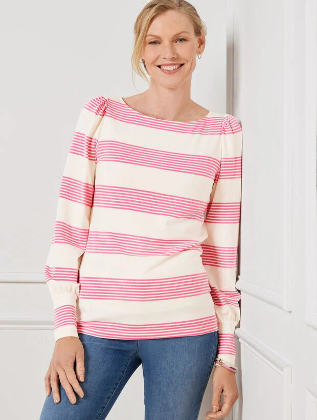 Blouson Sleeve Tee - Cluster Stripe | Talbots