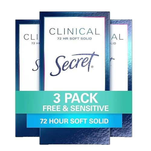 Secret Clinical Strength Antiperspirant Deodorant for Women, Free & Sensitive, 3X Stress Protection, 72hr Sweat & Odor Protection, PH Balancing Minerals, Soft Solid, Unscented, 1.6 oz (Pack of 3) | Amazon (US)