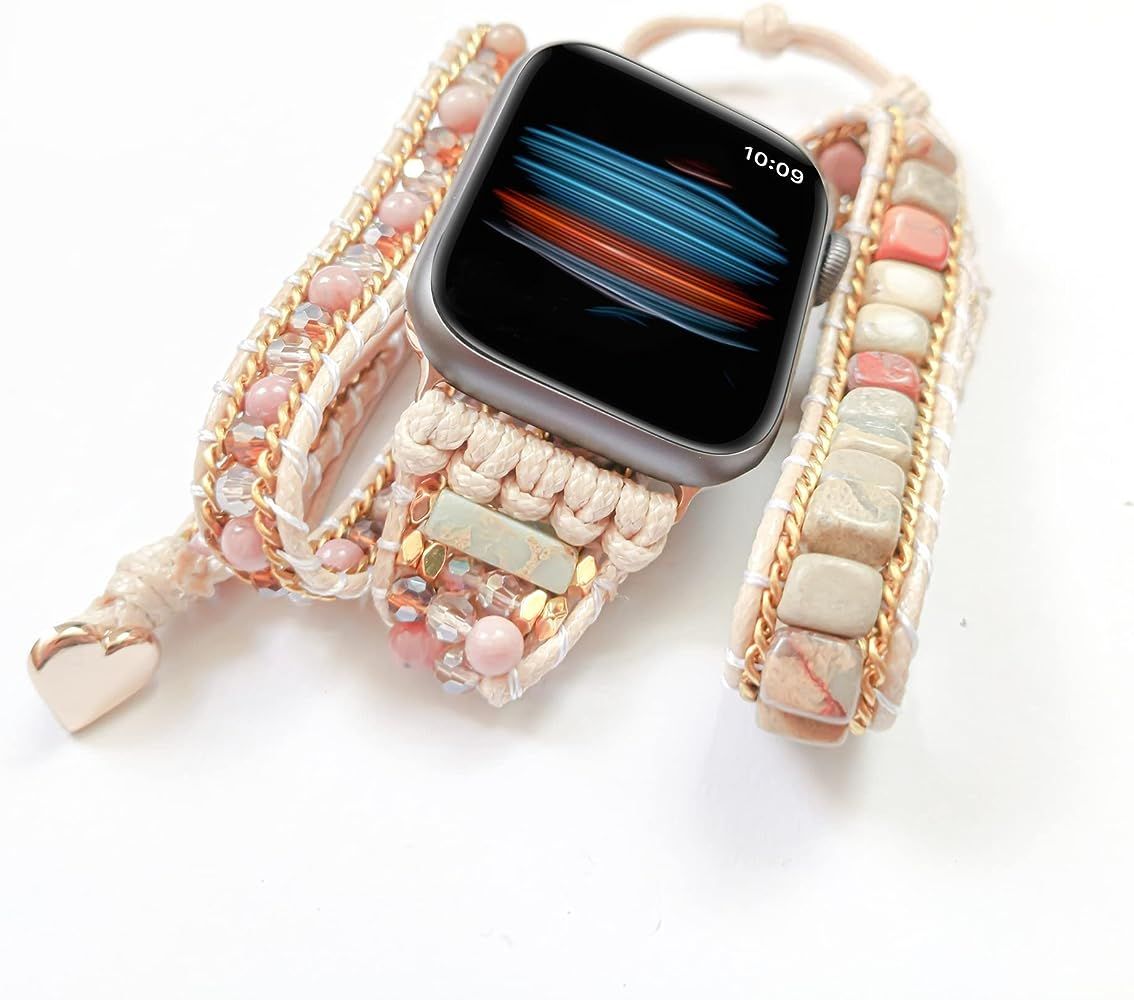 boncty Handmade Beaded Boho Apple Watch Bracelet 2022 Personality New Multilayer 3 Wraps Band Compat | Amazon (US)