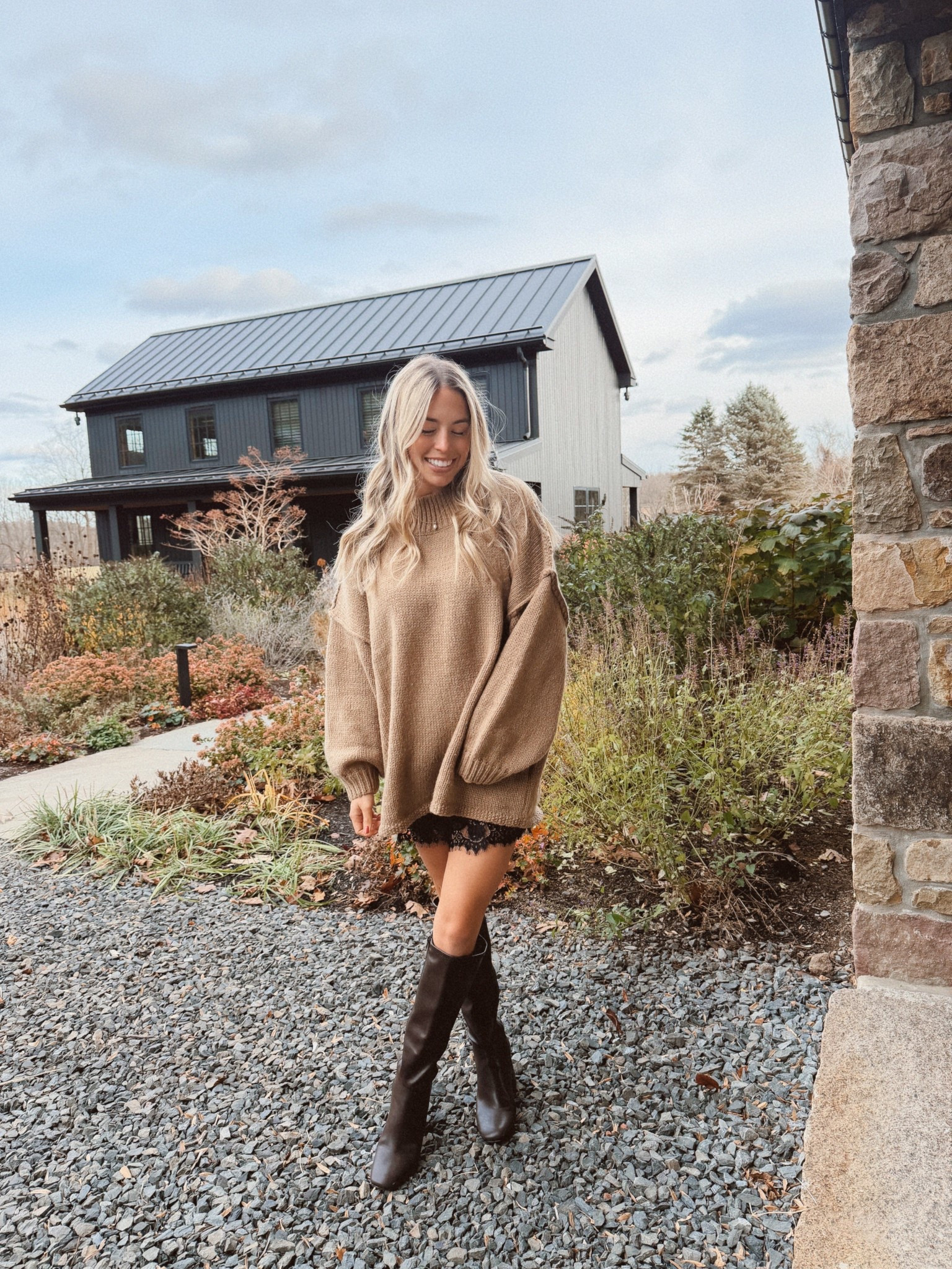 The perfect comfy but elevated outfit! These are the best knee high boots I’ve found after trying so many! This sweater is so soft and the perfect oversized fit to pair with cute lace shorts or skirts and dressess

#LTKootd #LTKHoliday #LTKPetite