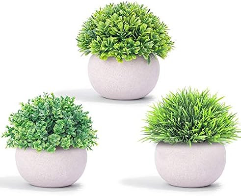 HiSweetHome Mini Artificial Potted Plants, Realistic Fake Plastic Plants with Pulp Pots for Home ... | Amazon (US)