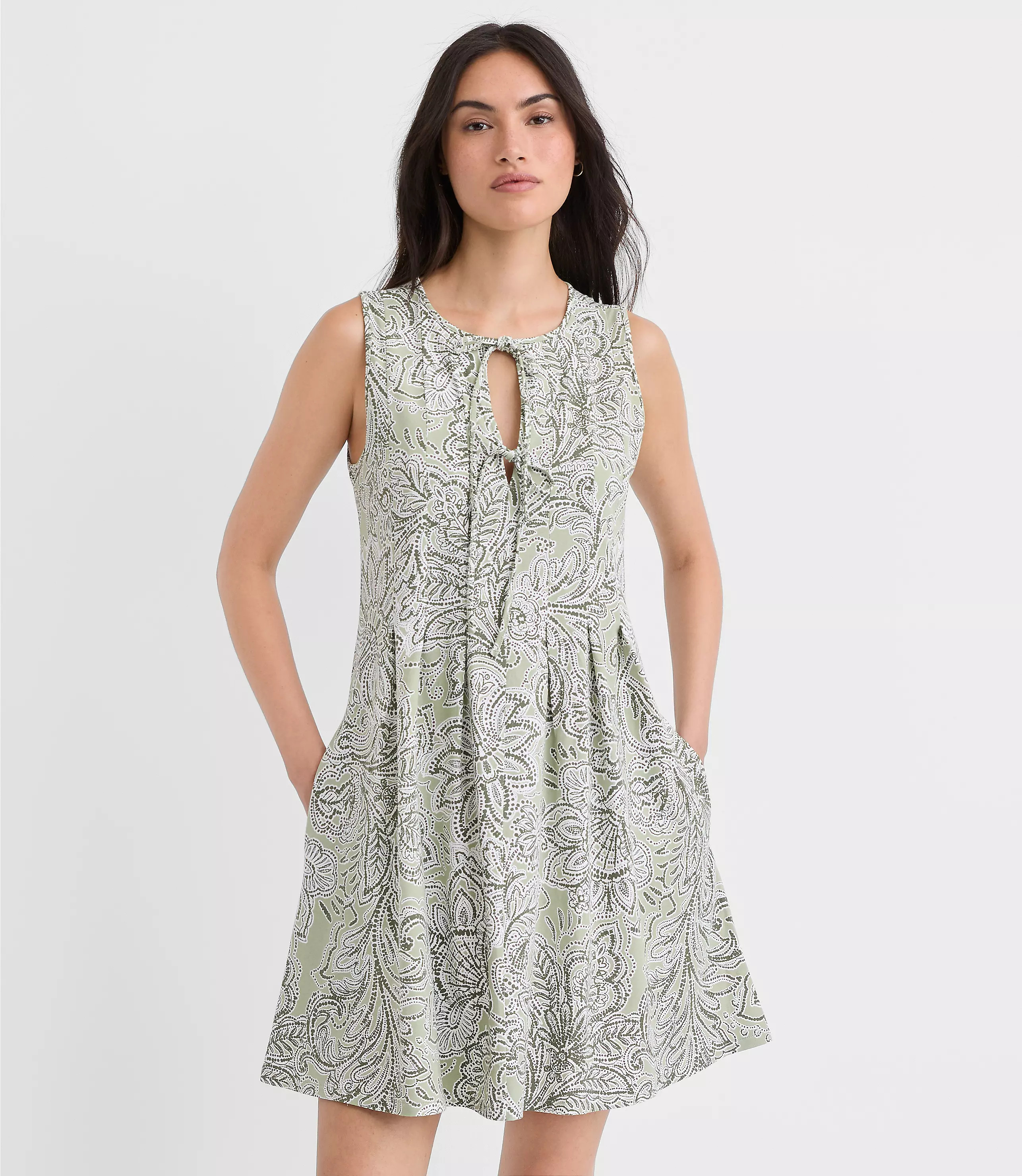 Floral Pintucked Bow Mini Pocket Dress | LOFT