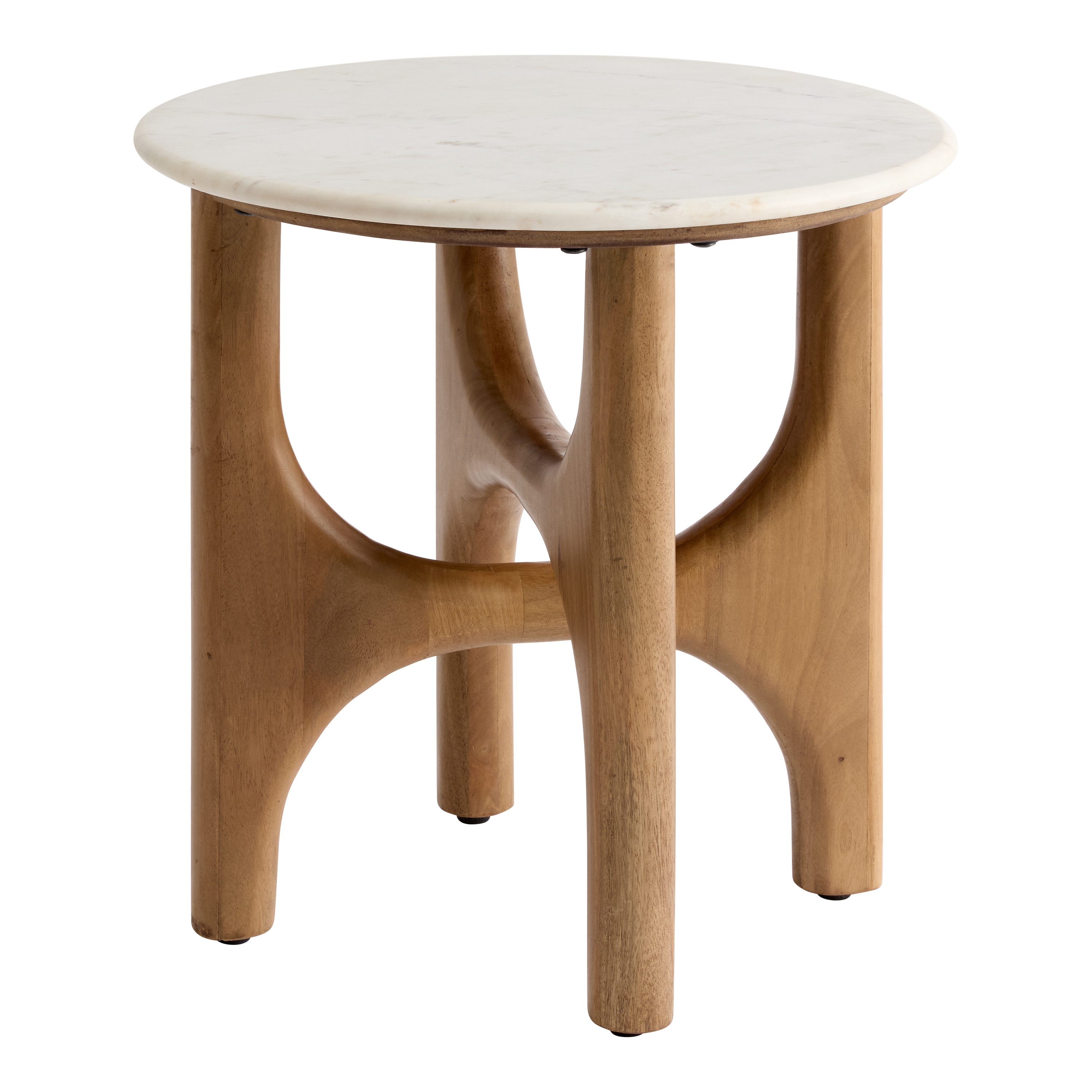 Sheridan Round White Marble Top and Wood Side Table | World Market