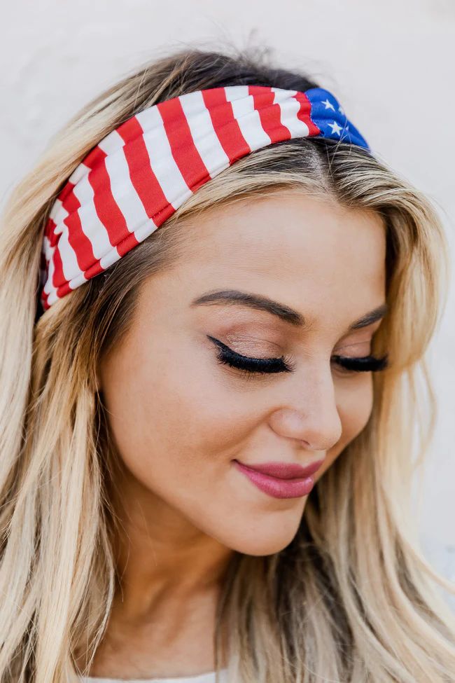 Sing One Song Stars and Stripes Stretchy Knot Headband | Pink Lily