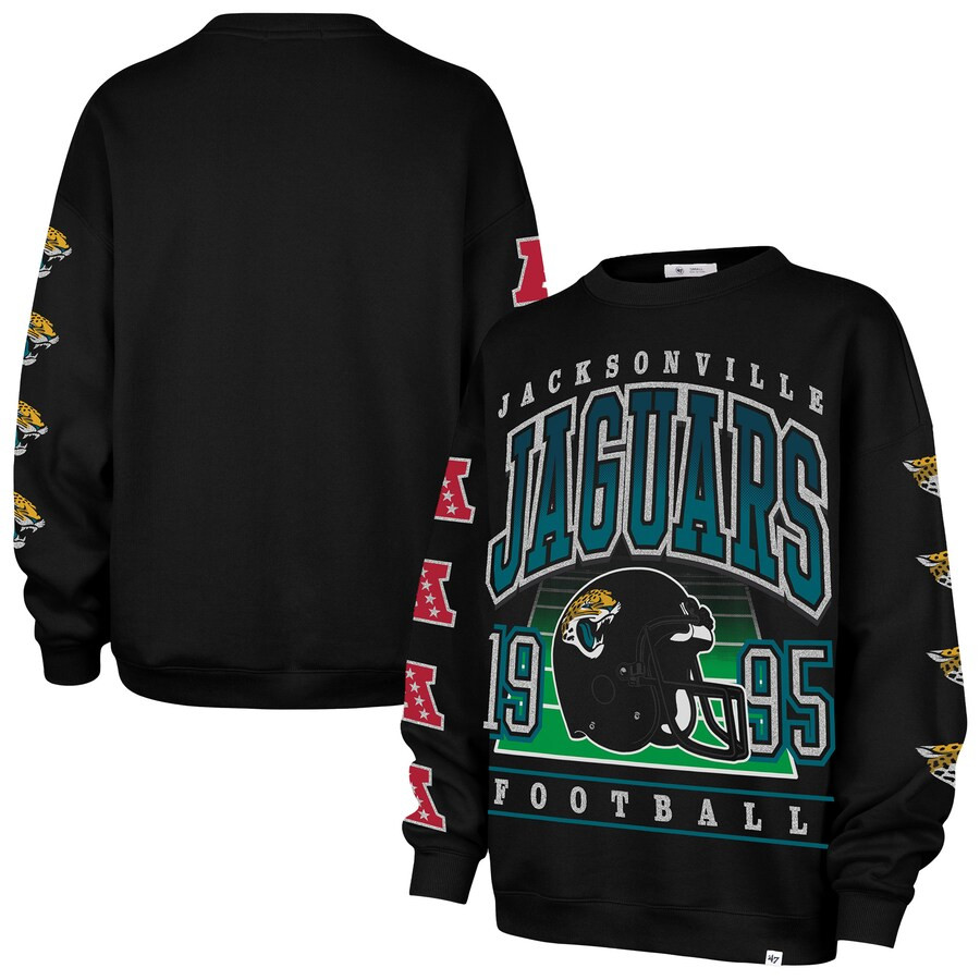 Jacksonville Jaguars '47 Women's Go Big Oversized Pullover Sweatshirt - Black | Fanatics