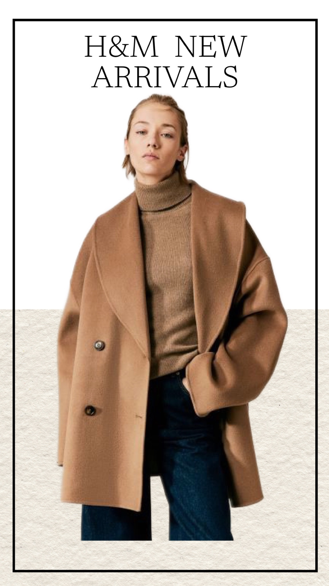 H and m camel on sale coat