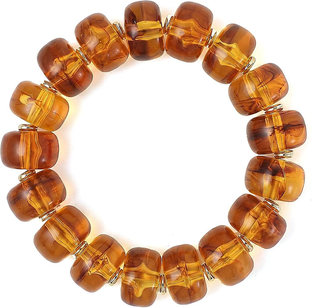 SHERLOVE Chunky Statement Resin Beaded Bracelets for Women Elastic-Stretch | Amazon (US)