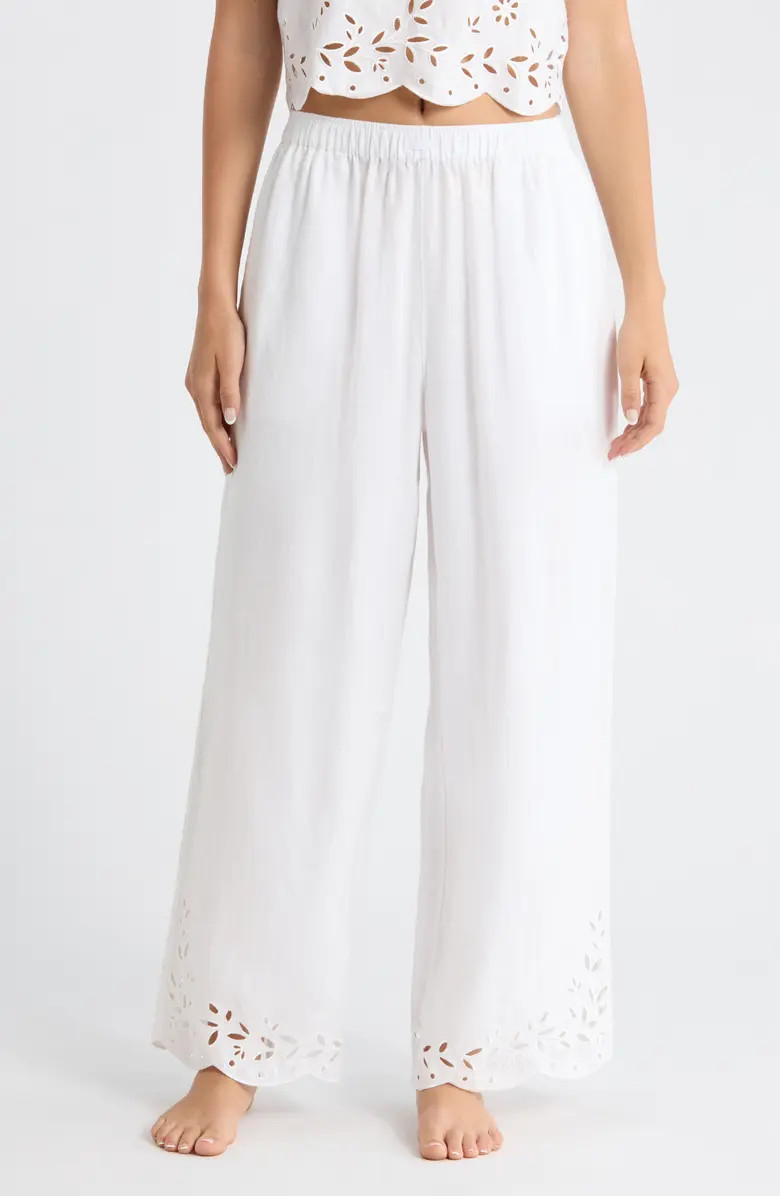 Lunya Embroidered Eyelet Linen Pants | Nordstrom | Nordstrom