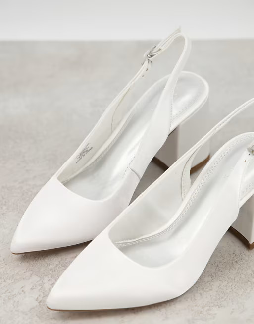 ASOS DESIGN Sammy slingback mid heels in ivory | ASOS (Global)