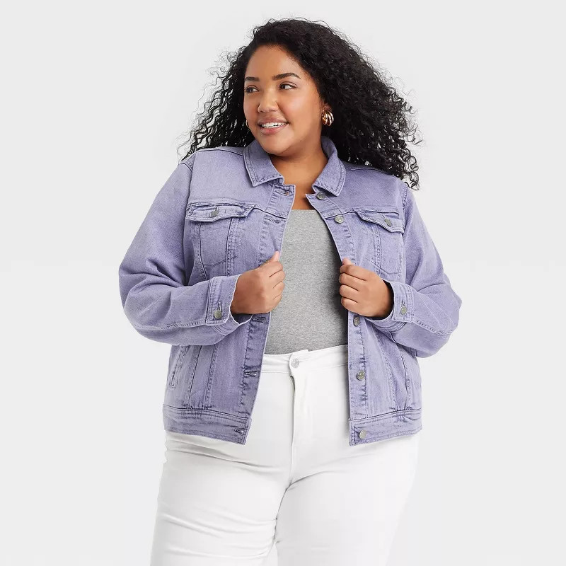 Women's Plus Size Button-Down Jean Jacket - Ava & Viv™ | Target
