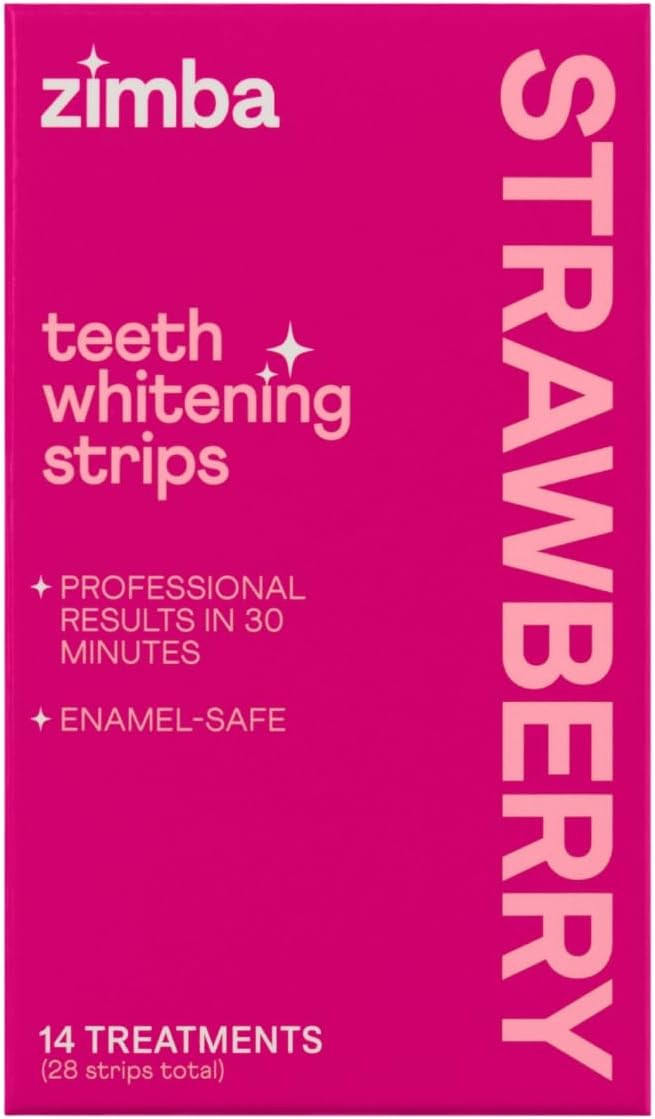 Zimba Strawberry Flavored Teeth Whitening Strips | Vegan, Enamel Safe Hydrogen Peroxide Teeth Whi... | Amazon (US)