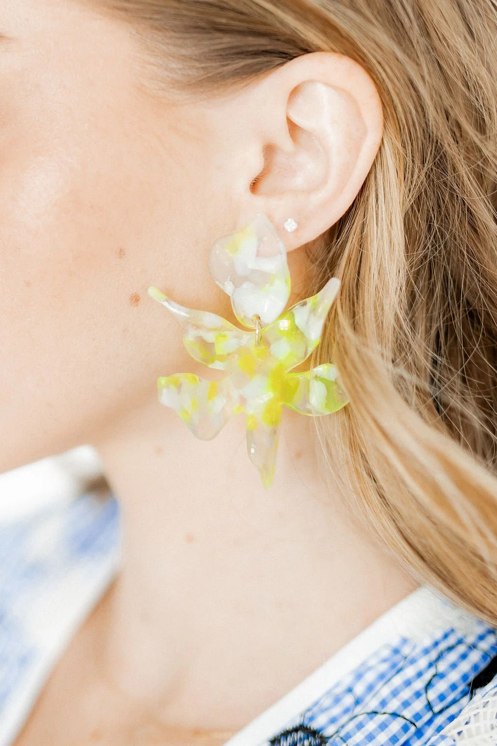 Flora Statement Earrings - Neon Yellow Clouds Shop LINNY CO | LINNY CO LLC