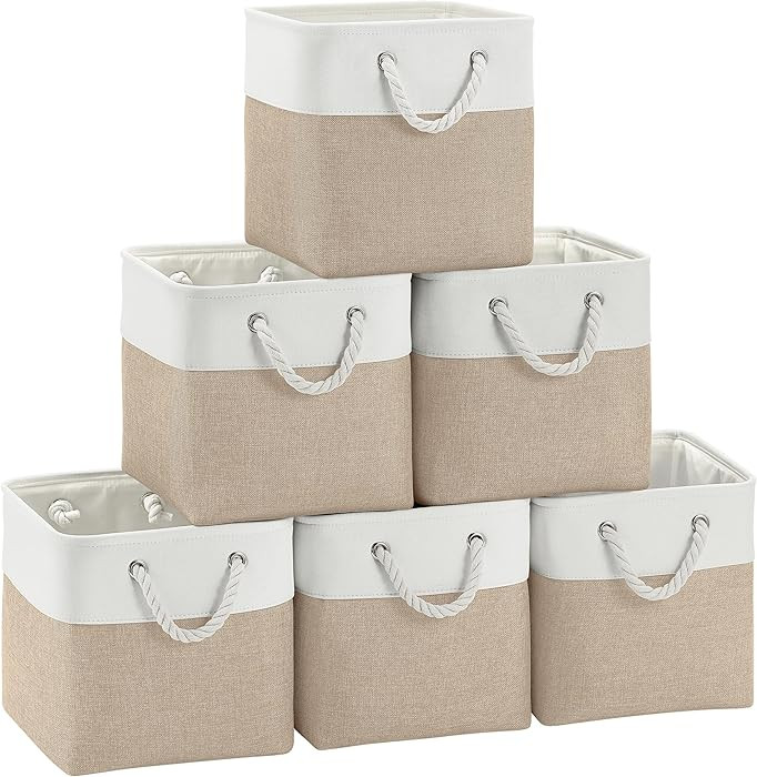 FinishingBo Fabric Cubes Storage Basket, 6 Pack 11x11 inch with Handles Cube Storage Bins, for Sh... | Amazon (US)